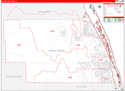 Indian River County Wall Map Red Line Style